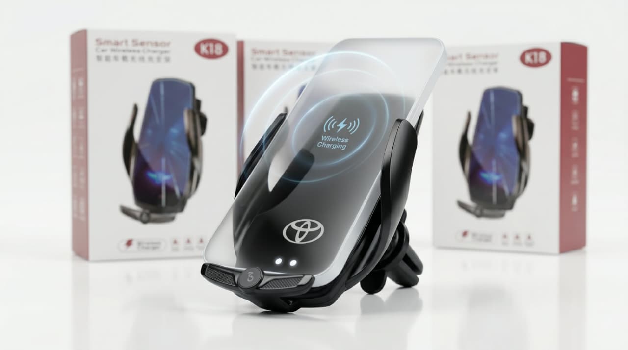 K18 Smart Sensor Wireless Car Charger – Auto-Clamping Fast Charging Phone Holder for Air Vent