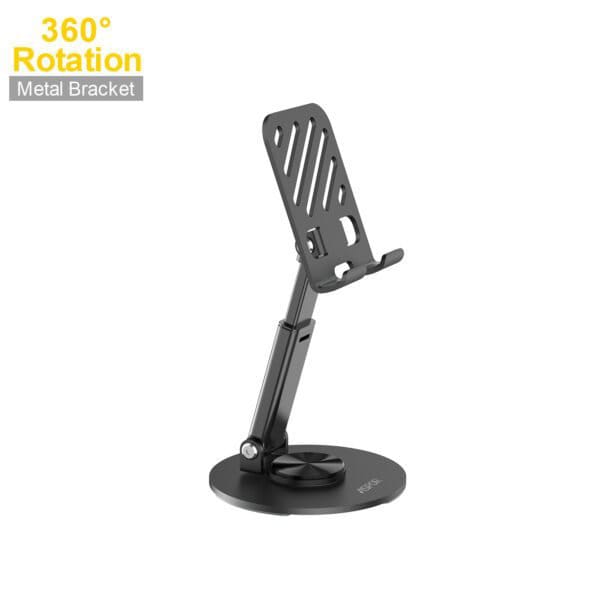 Foldable Metal Phone & Tablet Stand – 360° Rotating Adjustable Desktop Holder