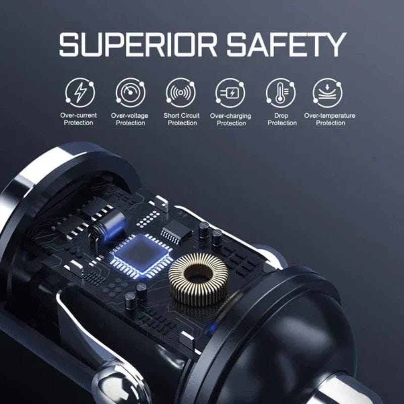 30W Dual USB Car Charger – Fast Charging USB-A & USB-C Car Adapter for All Vehicles
