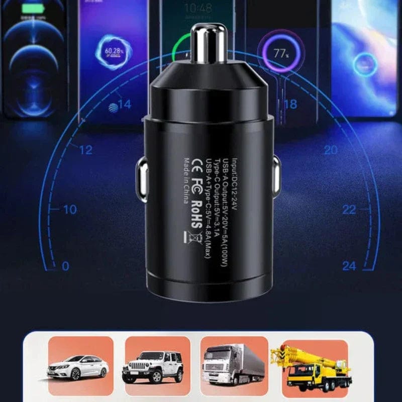 30W Dual USB Car Charger – Fast Charging USB-A & USB-C Car Adapter for All Vehicles