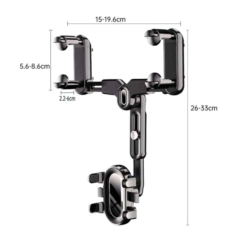 360° Rotating Car Rearview Mirror Phone Holder – Adjustable Universal Hands-Free Mobile Mount