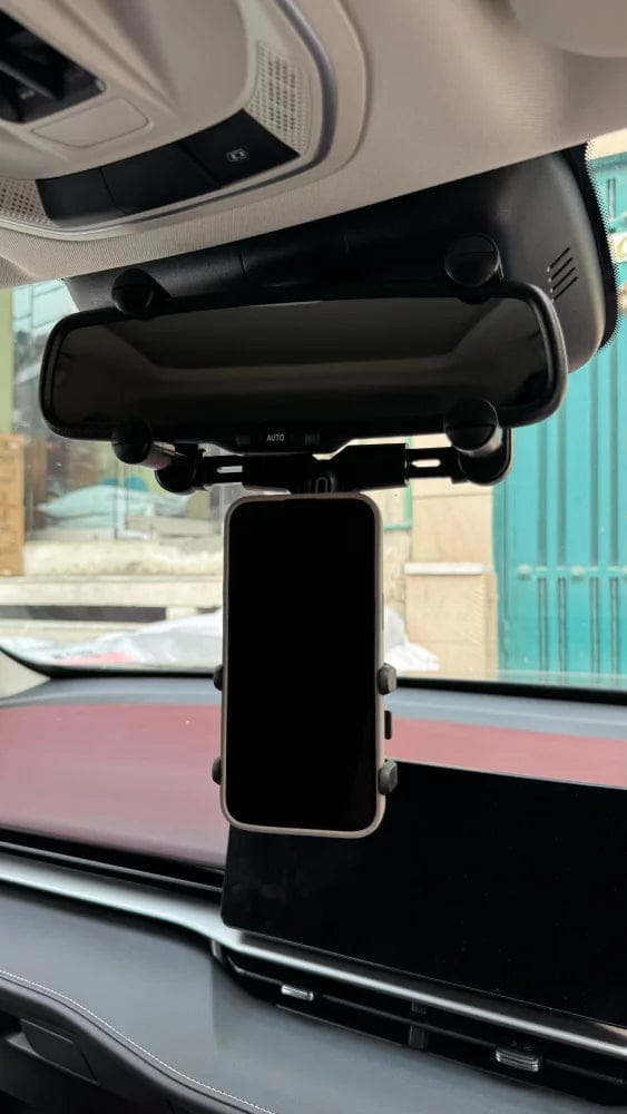 360° Rotating Car Rearview Mirror Phone Holder – Adjustable Universal Hands-Free Mobile Mount