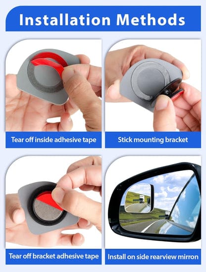 360° Adjustable Car Blind Spot Mirror | HD Wide Angle Rear View Mirror (2PCS)