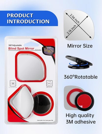 360° Adjustable Car Blind Spot Mirror | HD Wide Angle Rear View Mirror (2PCS)