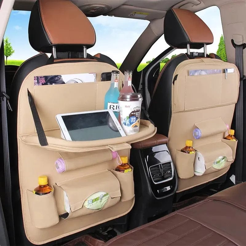 Premium Car Back Seat Organizer with Foldable Tray Table – Multi-Pocket Storage & Travel Organizer
